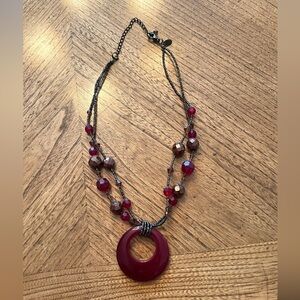 Y2K Maroon Beaded Necklace